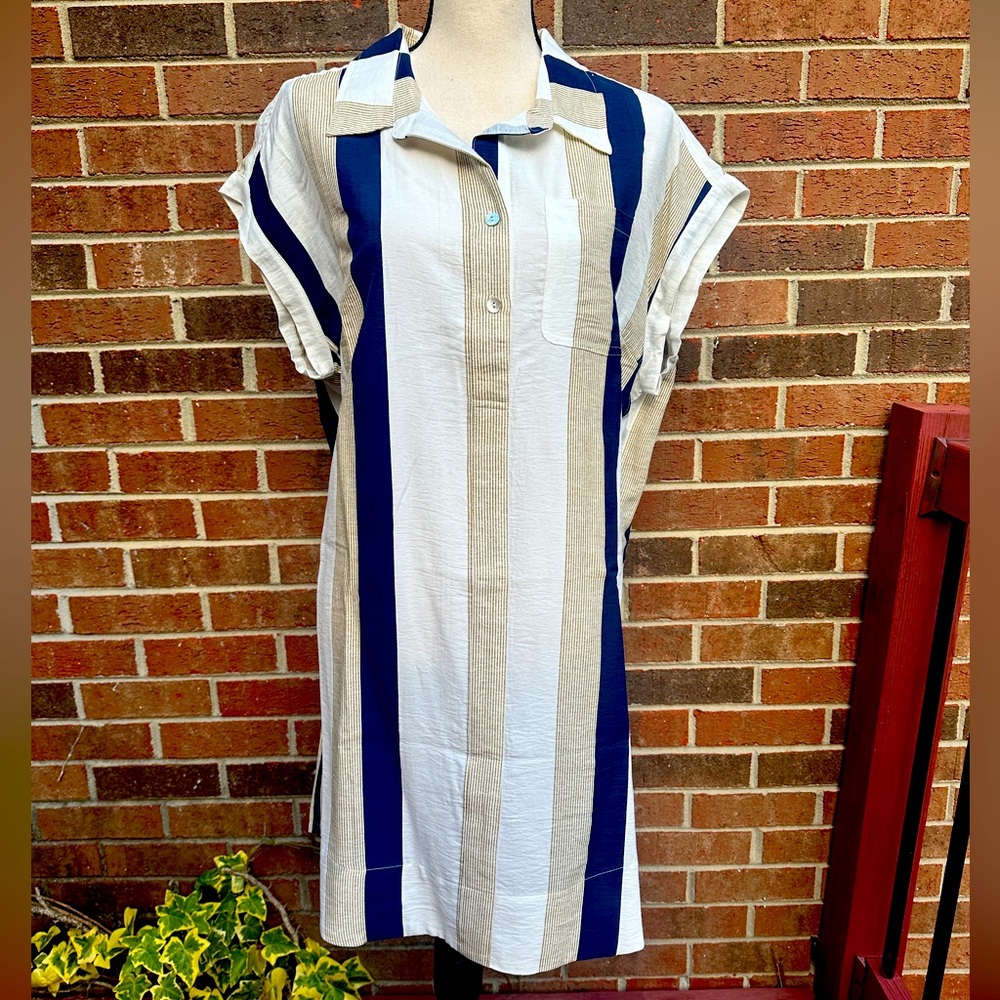 NWOT Polo style striped dress size large